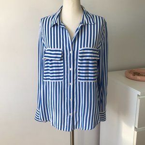 H&M Blue White Striped Button Down Blouse